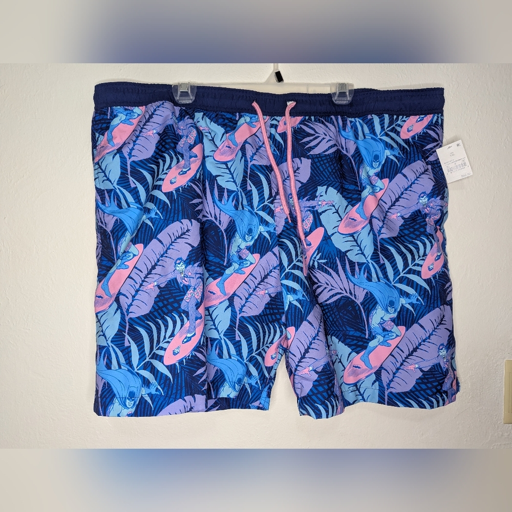 NWT Batman Floral Men's Elastic Waist Surf Swim Shorts Size XXL